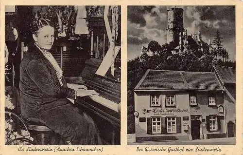 B012 Deutschland Historisches Gasthaus Lindenwirtin Aennchen Schumacher Klavier Postkarte