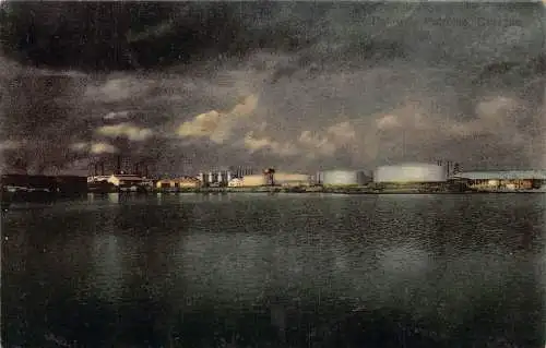 B012 Niederländische Antillen Curacao Ölraffinerie Mondschein Industrie Postkarte