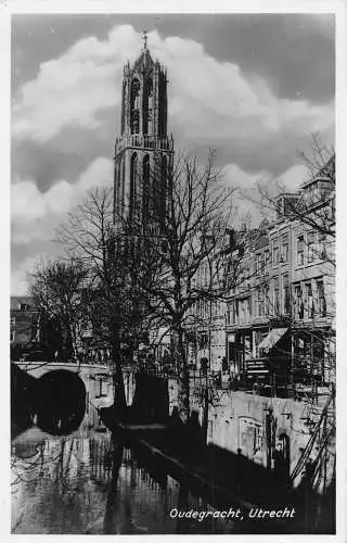 B016 Niederlande Oudegracht Utrecht RPPC Vintage Postkarte