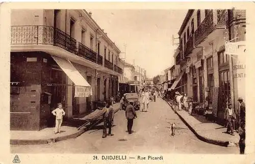 B013 Algerien Djdjelli Jijel Rue Picardi Street Vintage Postkarte