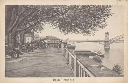 B010 Deutschland Bonn Alter Zoll Brücke Vintage Postkarte