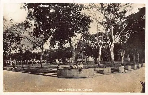 B012 Recuerdo de Venezuela Parque Miranda en Caracas Park Postkarte