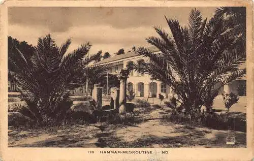 B018 Algerien Hammam Meskoutine Haus Ansicht Vintage Postkarte