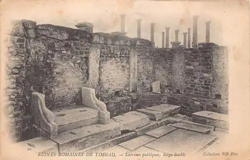 B019 Algerien Roma Ruinen von Timgad Latrines publiques Belagerung Doppelpostkarte