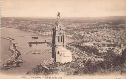 B019 Algerien Oran Gesamtansicht Santa Cruz Tower Vintage Postkarte