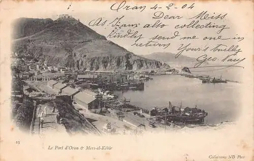B019 Algerien 1904 Port d'Oran und Mers el Kebir Boote alte Postkarte