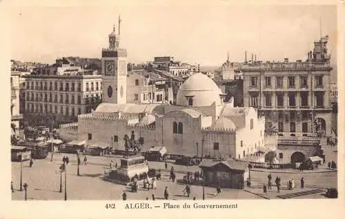 B019 Algerien Algier Place du Governement Vintage Postkarte