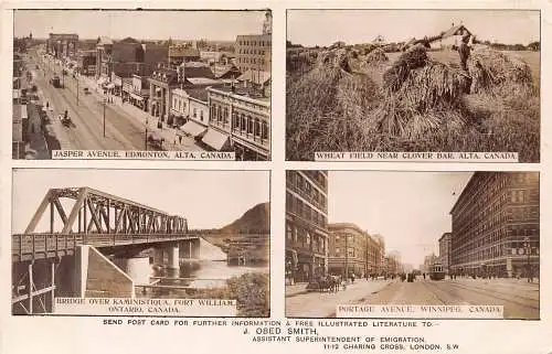 B020 Kanada Alta Jasper Avenue Ontarior Brücke Winnipeg Weizenfeld, Postkarte