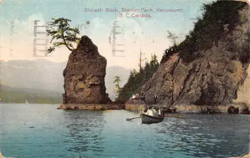 B020 Kanada 1931 Siwash Rock Stanley Park Vancouver BC Boot Vintage Postkarte