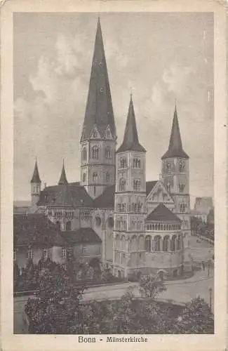 B010 Deutschland Bonn Münsterkirche Kirche Vintage Postkarte