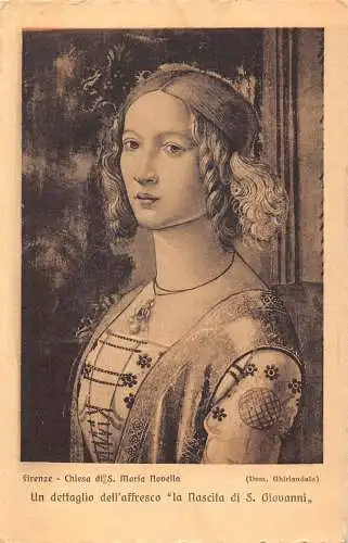 B025 Art Firenze Chiesa S Maria Dettaglio Nascita di S Giovanni Frau Postkarte