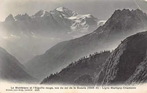 Schweiz Montblanc l'Aiguille roughe Gueula Ligne Martigny Chamonix Postkarte