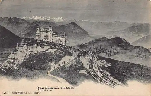 Schweiz Rigi-Kulm und die Alpen Vintage Postkarte