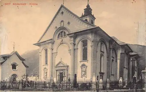 Schweiz Andermatt Kirche Kirche Vintage Postkarte