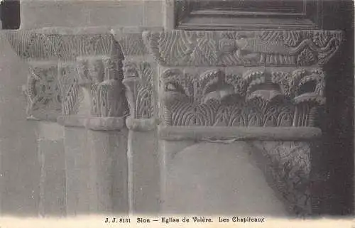 Schweiz Sion Eglise de Valere Les Chapiteaux Vintage Postkarte