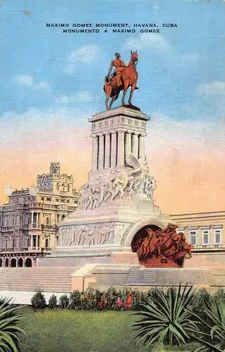 B016 Kuba Havanna Maximo Gomez Denkmal Vintage Postkarte