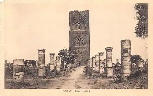 B015 Marokko Rabat Tour Hassan Turm Vintage Postkarte