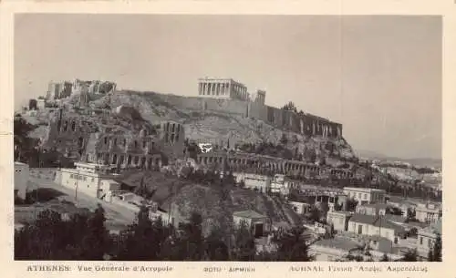 B012 Griechenland Athen Gesamtansicht der Akropolis RPPC Vintage Postkarte