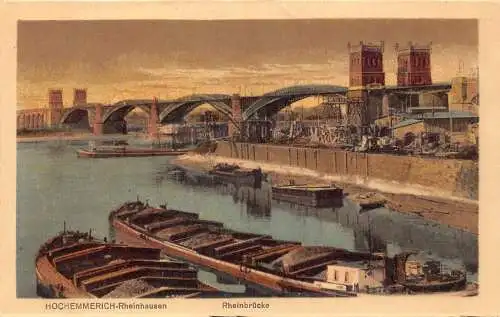 B010 Deutschland Hochemmerich Rheinhausen Rheinbrücke Boote Brücke Vintage Postkarte