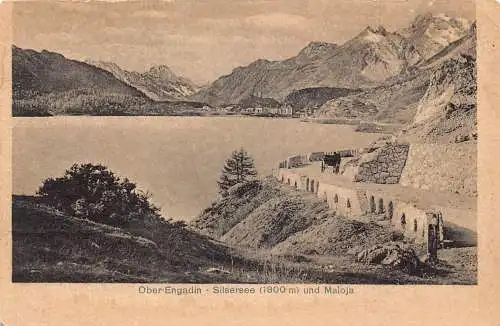 Schweiz Ober Engadin Silsersee Malojasee Vintage Postkarte
