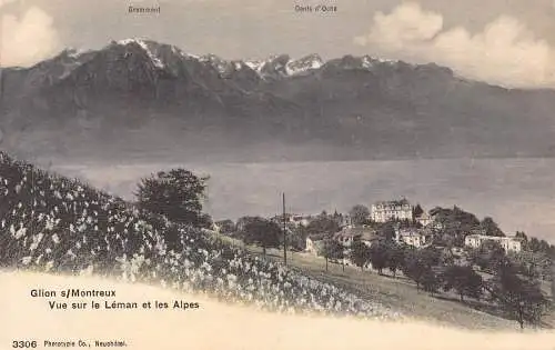 Schweiz Gilon s Montreux Leman et Alpes Vintage Postkarte
