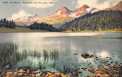 Schweiz St Moritz Statzersee Piz Julier See Vintage Postkarte