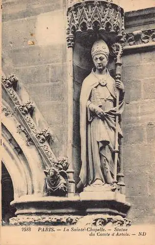 C086 Frankreich Paris La Sainte Chapelle Statue Vintage Postkarte