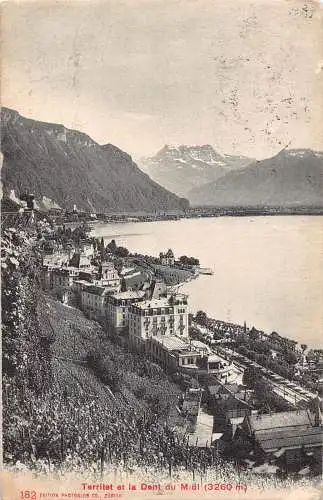Schweiz Territet et Dent du Midi 3260m Vintage Postkarte