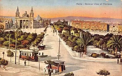 Malta 1919 Gesamtansicht Floriana Autos Oldtimer Postkarte