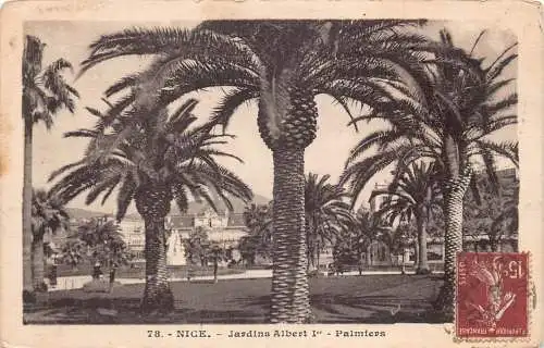 C098 Frankreich Schöne Jardins Albert I Palmiers Vintage Postkarte