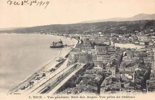 C098 Frankreich Schöne vue generale Baie des Anges 1909 alte Postkarte