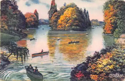 C098 Frankreich Paris Bois de Boulogne Le Lac Inferieur Boote Vintage Postkarte