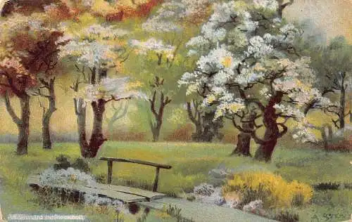 England Ein Obstgarten in Knockholt blühende Bäume Vintage Postkarte