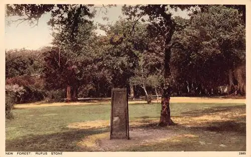 England New Forest Rufus Stone Vintage Postkarte