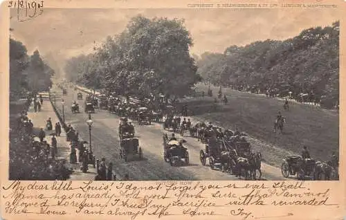 England London 1903 Rotten Row Hyde Park Carriages Vintage Postkarte