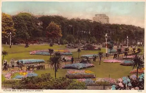 England Blumenbeete in Bournemouth Gardens Vintage Postkarte