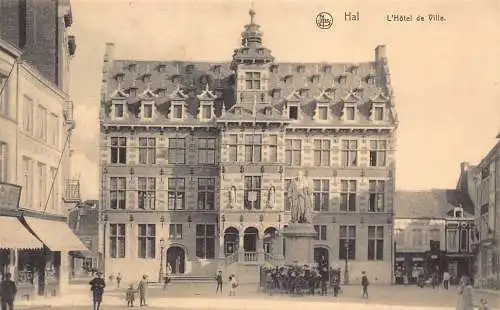 Belgien Hal L'Hotel de Ville Rathaus Vintage Postkarte