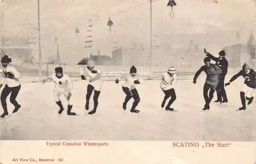 Kanada 1905 Typisch Kanadischer Wintersport Skaten Scating The Start Postkarte