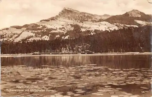 Österreich Kitzbüheler Schwarzsee mit Kitzbüheler Horn Berg RPPC Postkarte