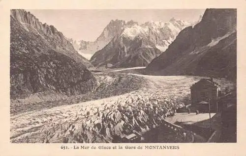 Frankreich Mer de Glace et Gare de Montanvers Berg Vintage Postkarte