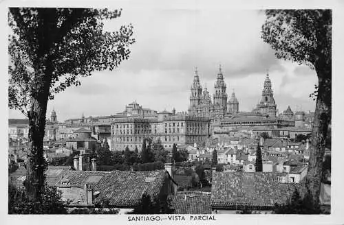 Spanien Santiago Vista Parcial View Vintage Postkarte