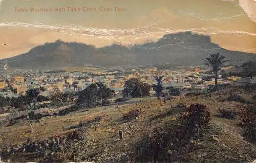 B023 Südafrika Tafelberg mit Tischdecke Kapstadt Vintage Postkarte