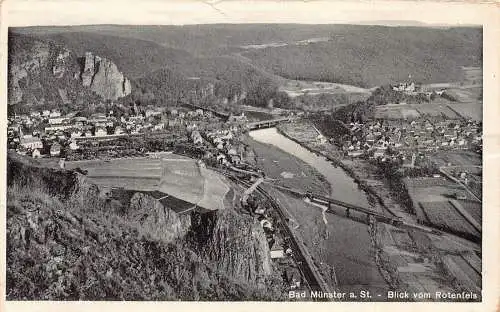 L323 Deutschland Bad Münster a St Blick vom Rotenfels Vintage Postkarte