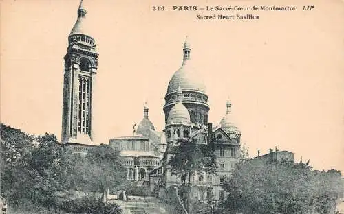 C089 Frankreich Paris La Basilique du Sacre Coeur Vintage Postkarte