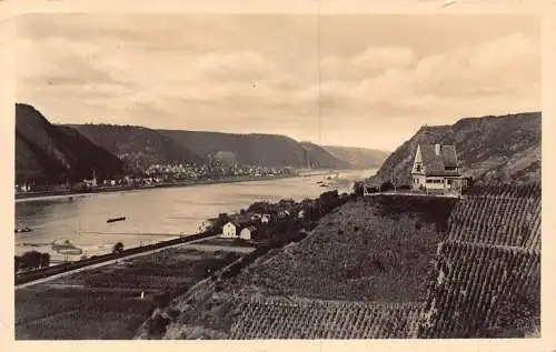 L321 Deutschland 1936 Rheinbergtal Häuser Weinberg Vintage Postkarte