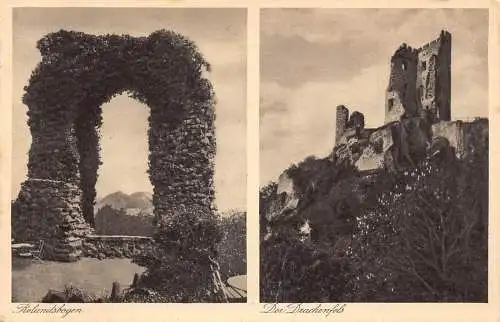 L323 Deutschland 1928 Rolandsbogen Der Drachenfels Ruine Zitadelle Vintage Postkarte