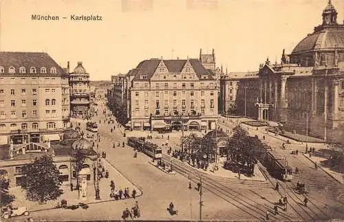 L322 Deutschland München Marienplatz Straßenbahnen Vintage Postkarte