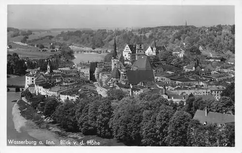 L321 Deutschland 1941 Wasserburg a Inn Blick v d Höhe RPPC Vintage Postkarte