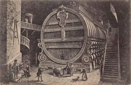 L322 Deutschland Heidelberg Grosse Fass Big Barrick Wein Jahrgang Postkarte