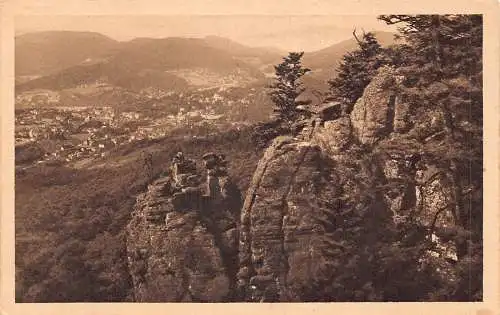 L173 Deutschland Baden-Baden Partie mit dem Felsen alte Postkarte